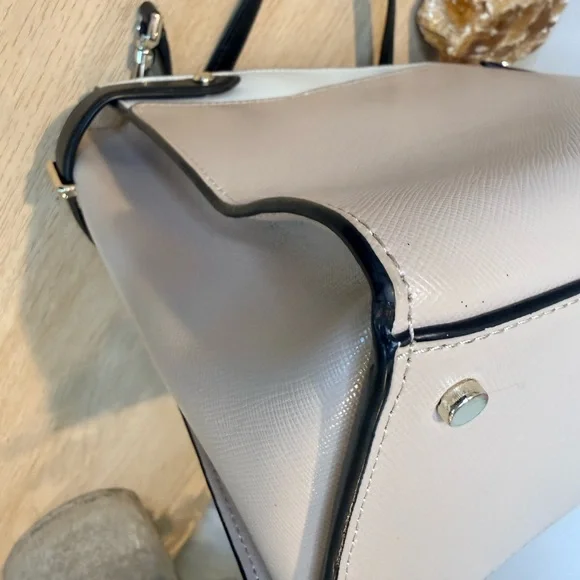 Kate Spade Colorblock Satchel Crossbody Black White Beige Gold - Picture 8 of 9